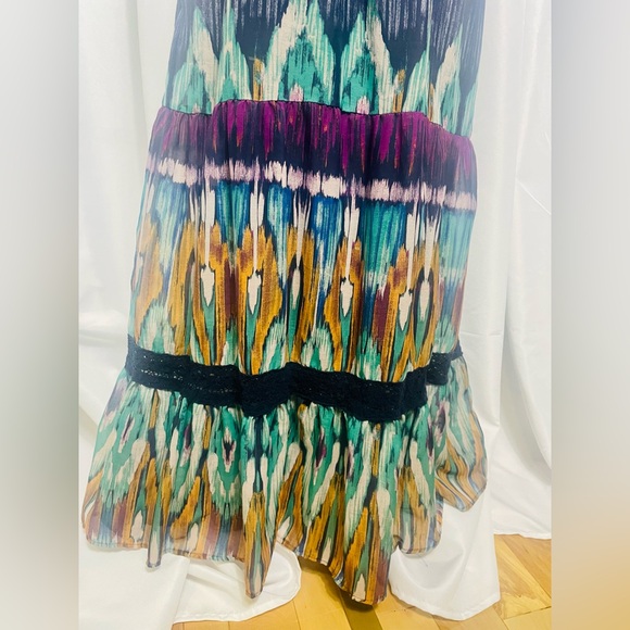 Boho Chic Maxi Dress with Crochet Detail and Frilly Sleeves - Size Large - Picture 10 of 12